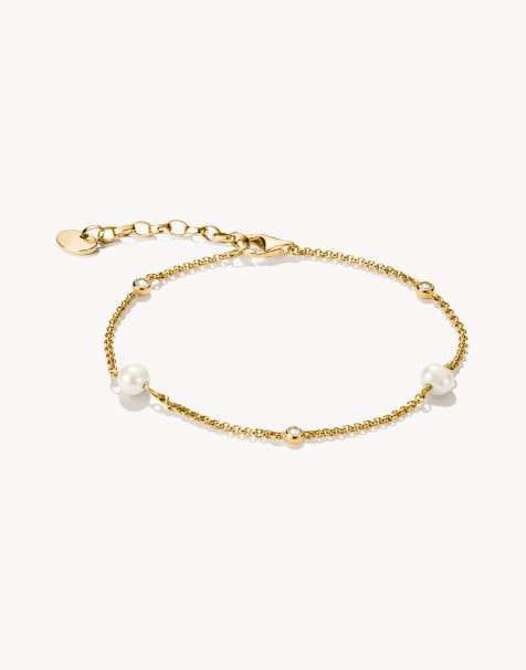 Thomas Sabo Bracelet with pearls and white zirconia in yellow gold, white - view 1