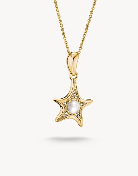 Thomas Sabo - cadena con estrella de mar de nácar en dorado amarillo, blanco - view 1