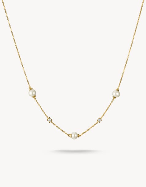 Thomas Sabo - Cadena con perlas y circonitas blancas en oro amarillo, blanco - view 1