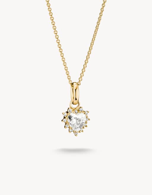 Thomas Sabo catenina con zircone taglio cuore bianco in oro giallo, bianco