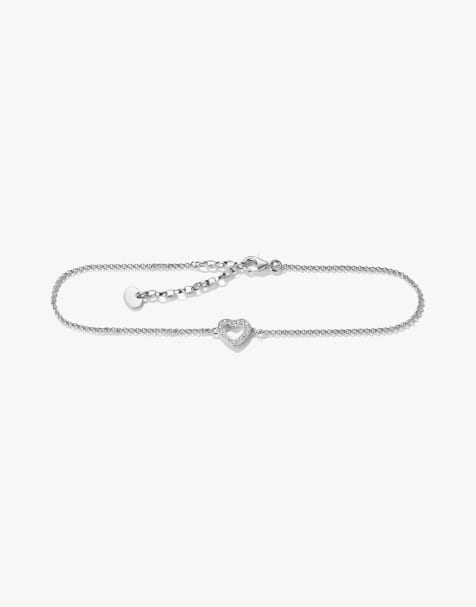 Thomas Sabo cavigliera a cuore con zirconi bianchi in argento, bianco - view 1