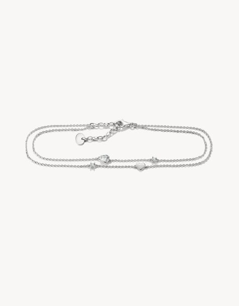 Thomas Sabo cavigliera cuori con zirconi bianchi in argento, bianco - view 1