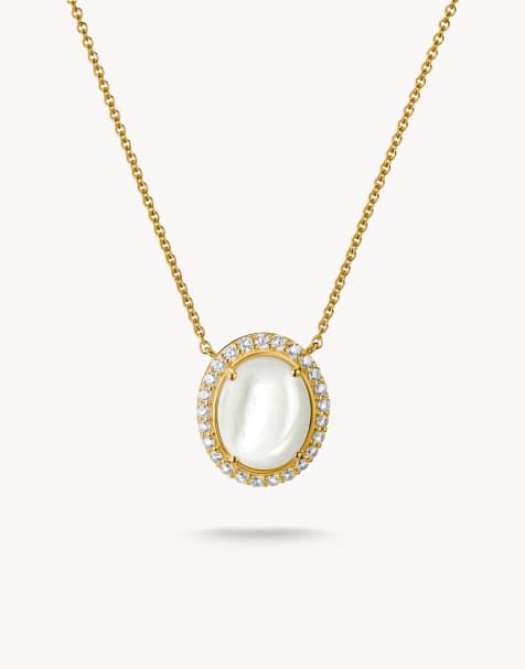 Thomas Sabo Chain mother-of-pearl with white zirconia in yellow gold, white - view 1