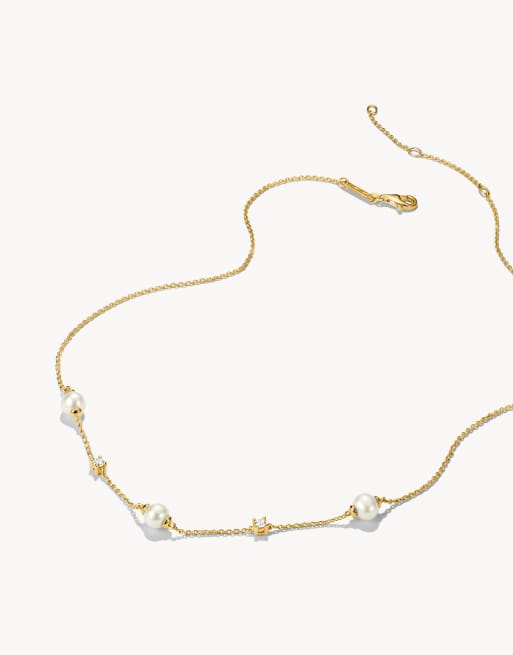 Thomas Sabo chaîne avec perles et zirconias blancs en or jaune, blanc, 2 de 4