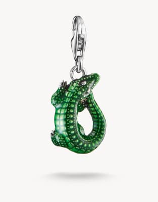 Thomas Sabo - Charm-Anhänger aus Silber mit Krokodil-Design in Grün und Schwarz