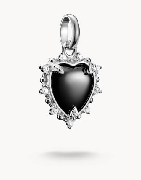 Thomas Sabo Charm-Anhänger schwarzes Vintage-Herz Connect silber in schwarz, silber, weiß - view 1
