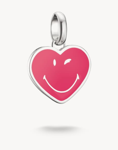 Thomas Sabo - Charm con emoticon smileyworld® a forma di cuore tonalità argento e rosa - view 1