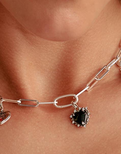 Thomas Sabo Charm pendant black vintage heart connect silver in black, silver, white - view 1