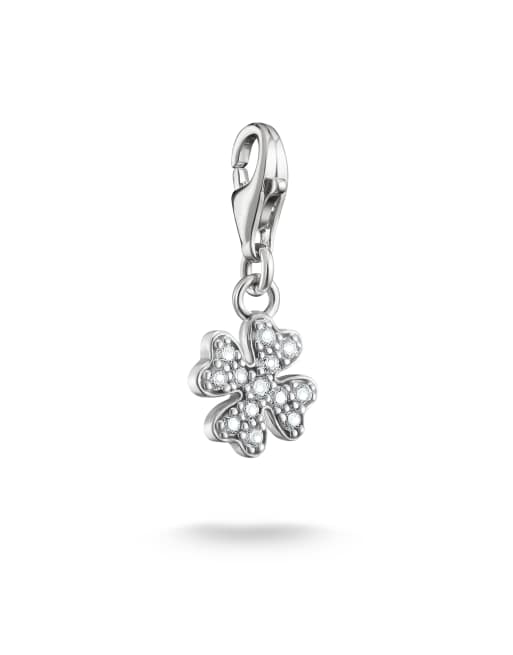 Thomas Sabo Charm pendant cloverleaf in white, silver, 3 of 3