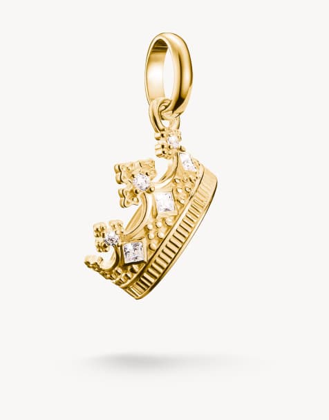 Thomas Sabo Charm pendant crown with stones connect gold-plated in yellow gold, white - view 1