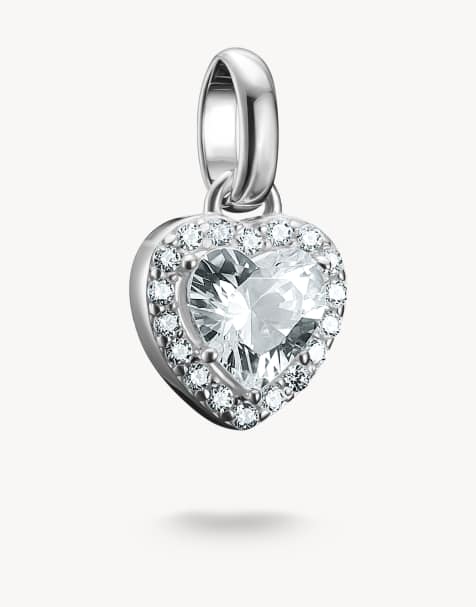 Thomas Sabo Charm pendant heart with stones connect silver in silver, white - view 1