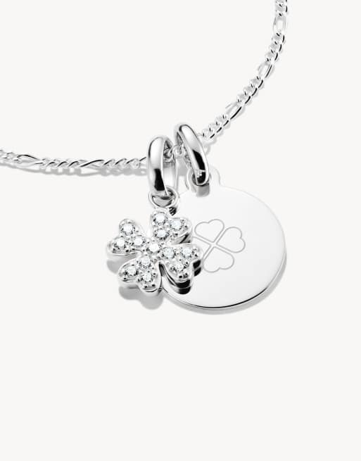 Thomas Sabo charm pendant lucky clover with stones connect silver in silver and white, 2 of 4