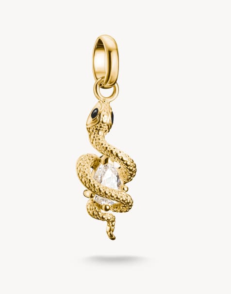 Thomas Sabo Charm pendant snake with stone connect gold-plated in gold, black, white - view 1
