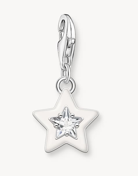 Thomas Sabo Charm pendant star with white stones and white cold enamel silver in in 925 sterling silver - view 1