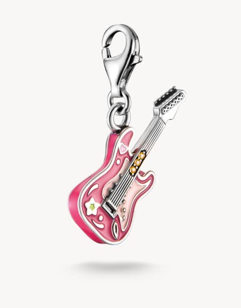 Thomas Sabo - Charm pendente a forma di chitarra elettrica tonalità argento, arancione, viola e beige - view 1