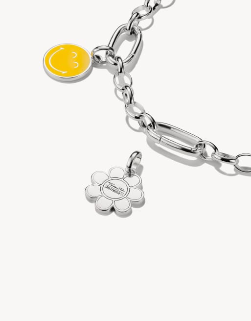 Thomas Sabo - Charm pendente con emoticon sorridente smileyworld® a forma di margherita tonalità argento, giallo e bianco, 3 di 3