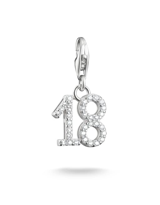 Thomas Sabo - Charm pendente in argento sterling 925 con pendente con numero 18 con zirconia cubica, 3 di 3