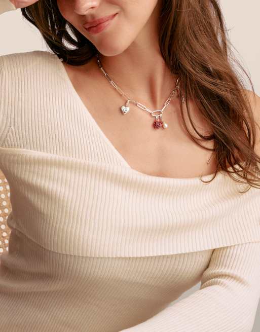 Thomas Sabo charm pendente rosa rossa blossom connect in argento, rosso, argento, 3 di 4