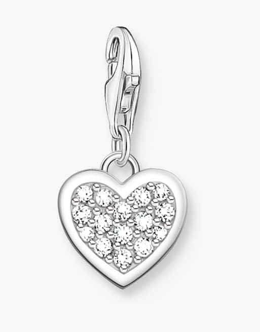 Thomas Sabo - Ciondolo a forma di cuore glitterato color argento e bianco