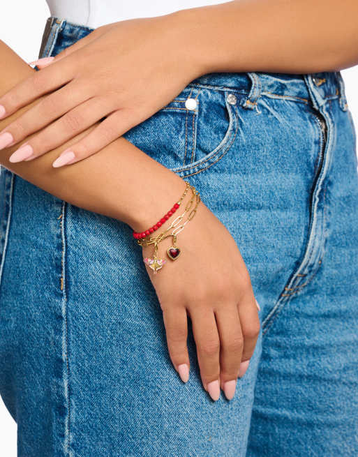 Thomas Sabo ciondolo charm placcato oro con design a falena multicolore