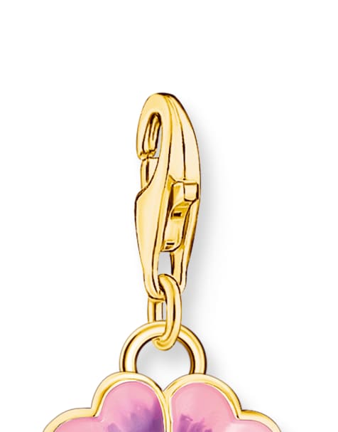 Thomas Sabo ciondolo charm placcato oro con fiore viola in oro, bianco, rosa, viola - view 1