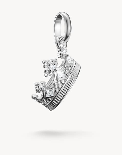 Thomas Sabo - Ciondolo con pendente a forma di corona con pietre argentato e bianco - view 1