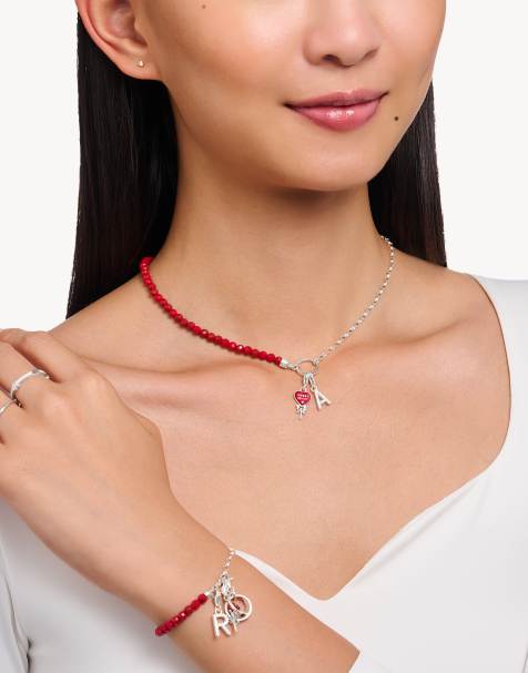 Thomas Sabo - Ciondolo pendente con lettera A e pietre bianche in argento sterling 925 - view 1