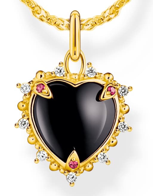 Thomas Sabo - Collana con ciondolo a cuore in argento sterling placcato oro giallo 18K, 2 di 3
