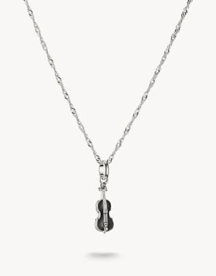 Thomas Sabo - Collier à pendentif guitare - Argenté, noir et blanc