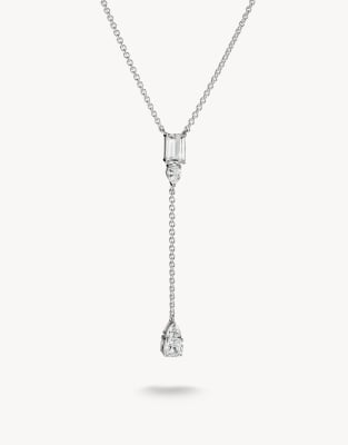 Collier - Argenté et blanc 50 cm