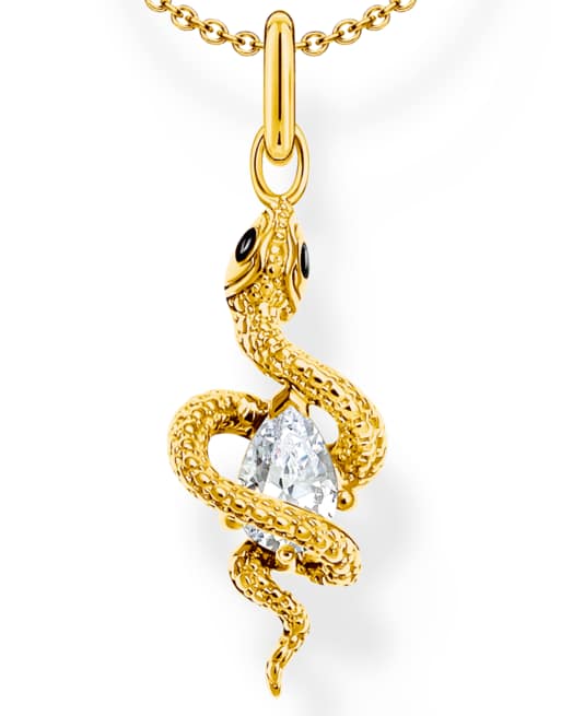 Thomas Sabo - Collier en argent sterling et plaqué or jaune 18 carats à pendentif serpent, 2 de 3