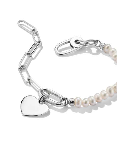 Thomas Sabo - Connect - Bracelet charm à maille trombone et perles en argent - Argenté et blanc - view 1