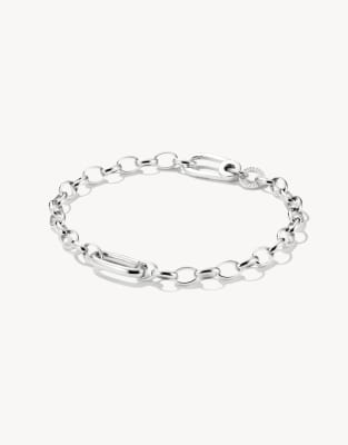 Connect - Bracelet charm à maillons en argent - Argenté 19 cm