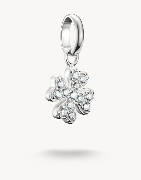 Thomas Sabo - Connect - Geluksklaver hanger met steentjes in zilver, wit - view 1