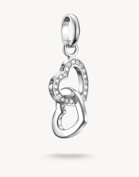 Thomas Sabo – Connect – Ineinander verschlungene Herzanhänger in Silber und Weiß - view 1