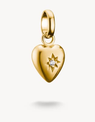 Thomas Sabo - Connect - Vergoldeter Herzanhänger in Gelbgold und Weiß mit Stern-Detail