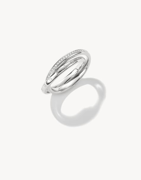 Thomas Sabo Doppelring mit weißem Zirkonia in Silber, Weiß - view 1