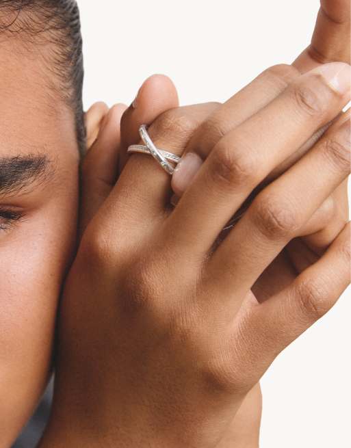 Thomas Sabo Doppelring mit weißem Zirkonia in Silber, Weiß, 3 von 4
