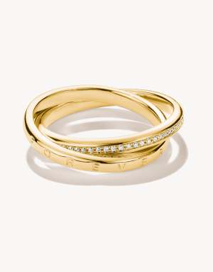 Thomas Sabo Double ring with white zirconia in yellow gold, white