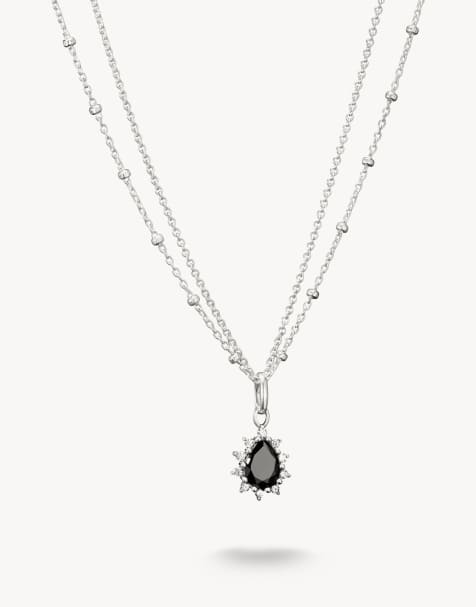 Thomas Sabo Drop Pendant Necklace in silver and black - SILVER - view 1