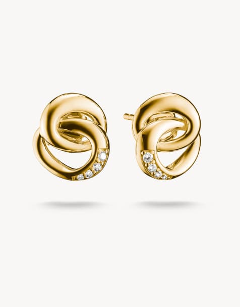 Thomas Sabo Ear studs together with white zirconia in yellow gold, white - view 1