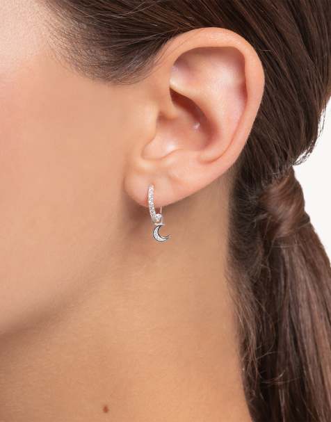 Thomas Sabo – Einzelne Creole aus 925er Sterlingsilber mit weißen Schmucksteinen - view 1