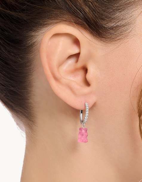 Thomas Sabo - Enkele oorring met roze berenhangertje in sterling zilver - view 1