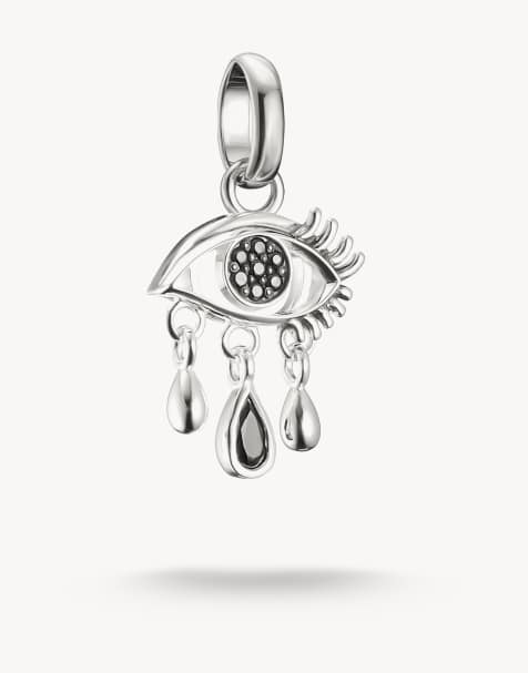 Thomas Sabo eye charm pendant in silver & black - SILVER - view 1