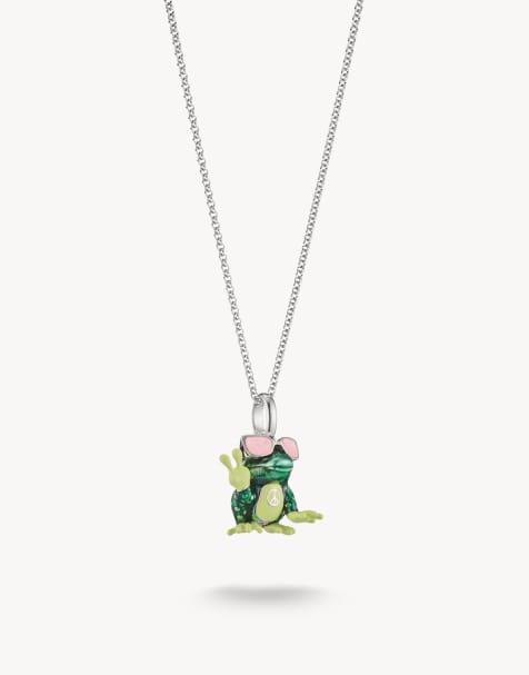 Thomas Sabo Frog Pendant  Necklace in silver, green and pink - view 1