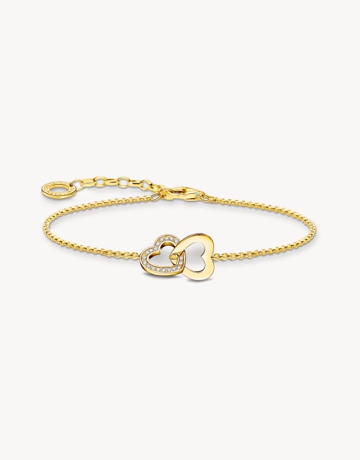 Thomas Sabo Gold-plated bracelet with intertwined hearts pendant 18k yellow gold plating & 925 sterling silver
