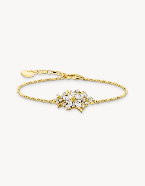 Thomas Sabo Gold-plated braclet lovely daisy with stones in gold, white - view 1