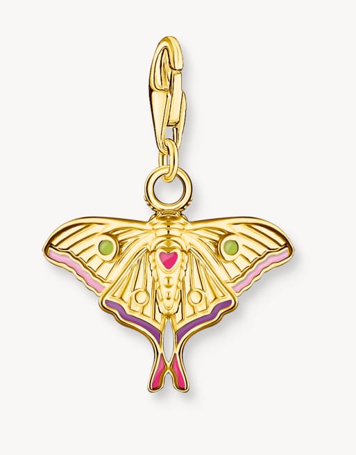 Thomas Sabo Gold-plated charm pendant in colourful moth design in gold, multicolored, 2 of 3