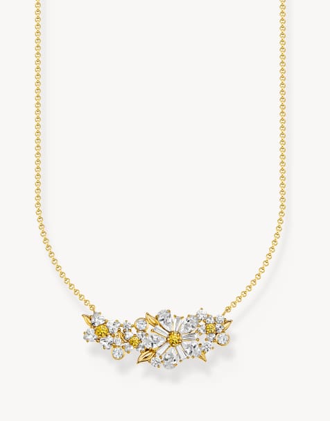 Thomas Sabo Gold-plated necklace lovely daisy with stones in gold, white - view 1
