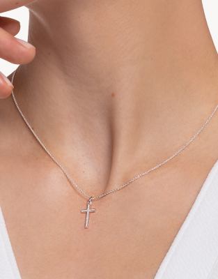 Thomas Sabo - Halskette aus 925er Sterlingsilber mit Kreuzanhänger mit Pavé-Schmucksteinbesatz
